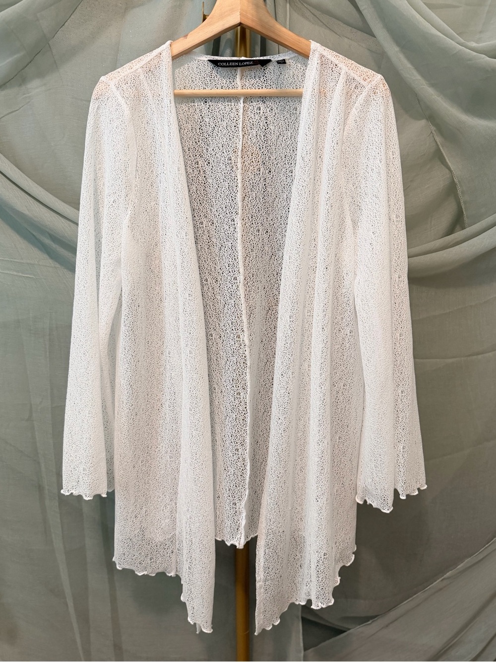 Colleen Lopez White Lace Sheer Cardigan